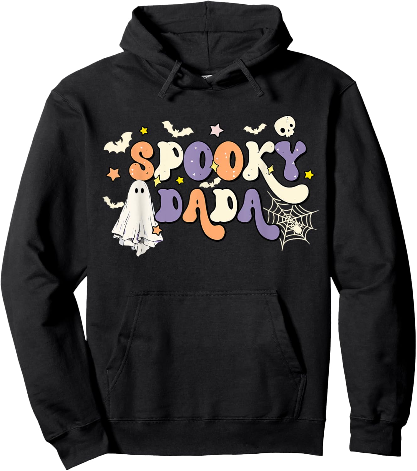 Spooky Dada Cute Ghost Halloween Dad Family Spooky Season Hoodie - Hoodie | Black