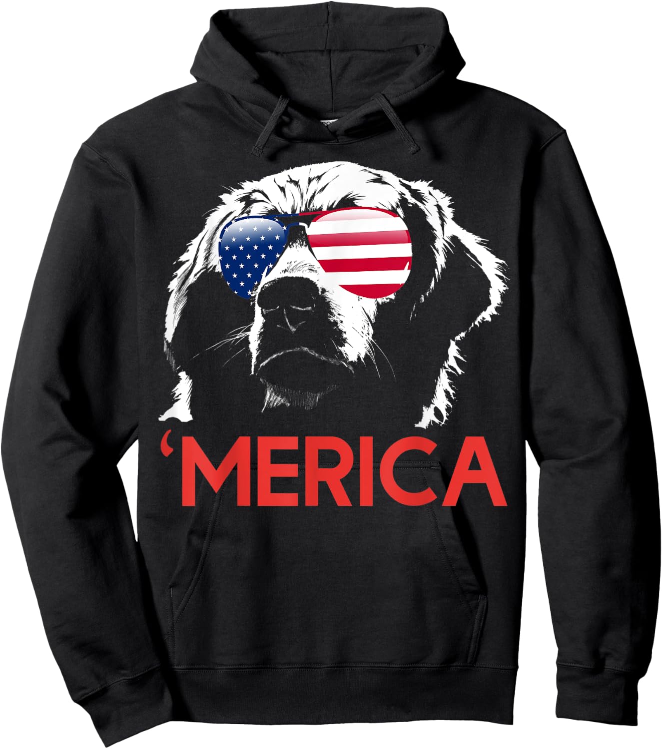 Merica Golden Retriever American Flag 4th of July Hoodie - Hoodie | Black