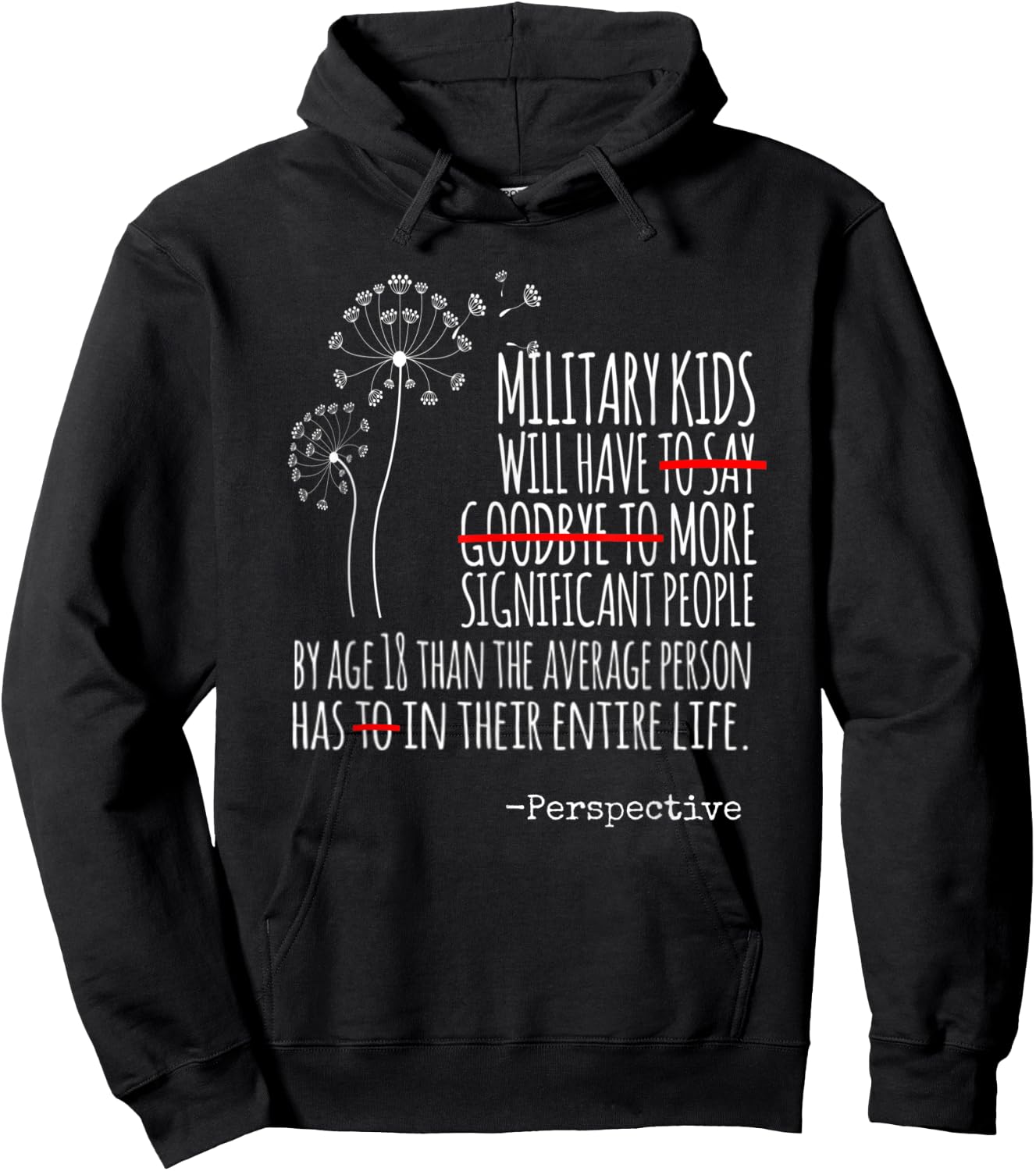 MILITARY KIDS, Military BRAT, Dandelion TCK Hoodie - Hoodie | Black