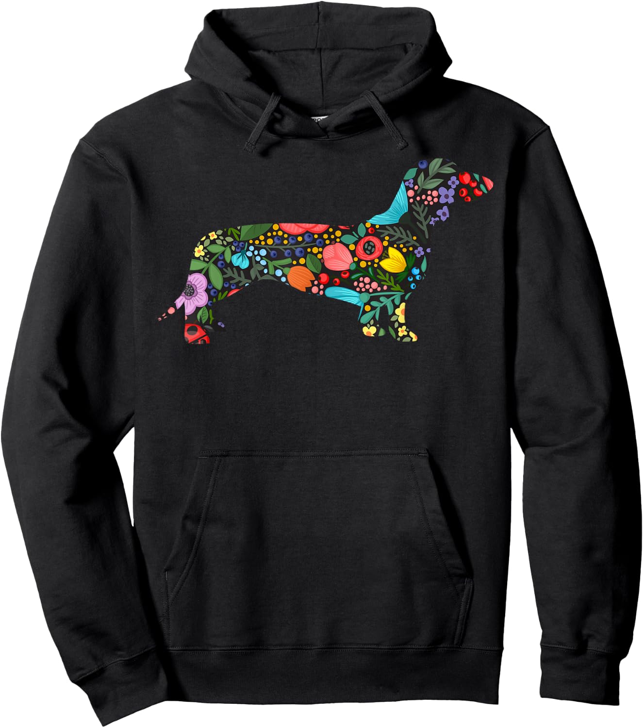 Dachshund Flower Funny Dog Silhouette Tropical Floral Gifts Hoodie - Hoodie | Black