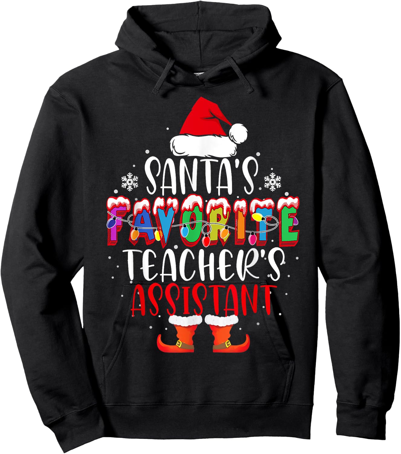 Santa's Favorite Teacher's Assistant Funny Christmas Gift Hoodie - Hoodie | Black