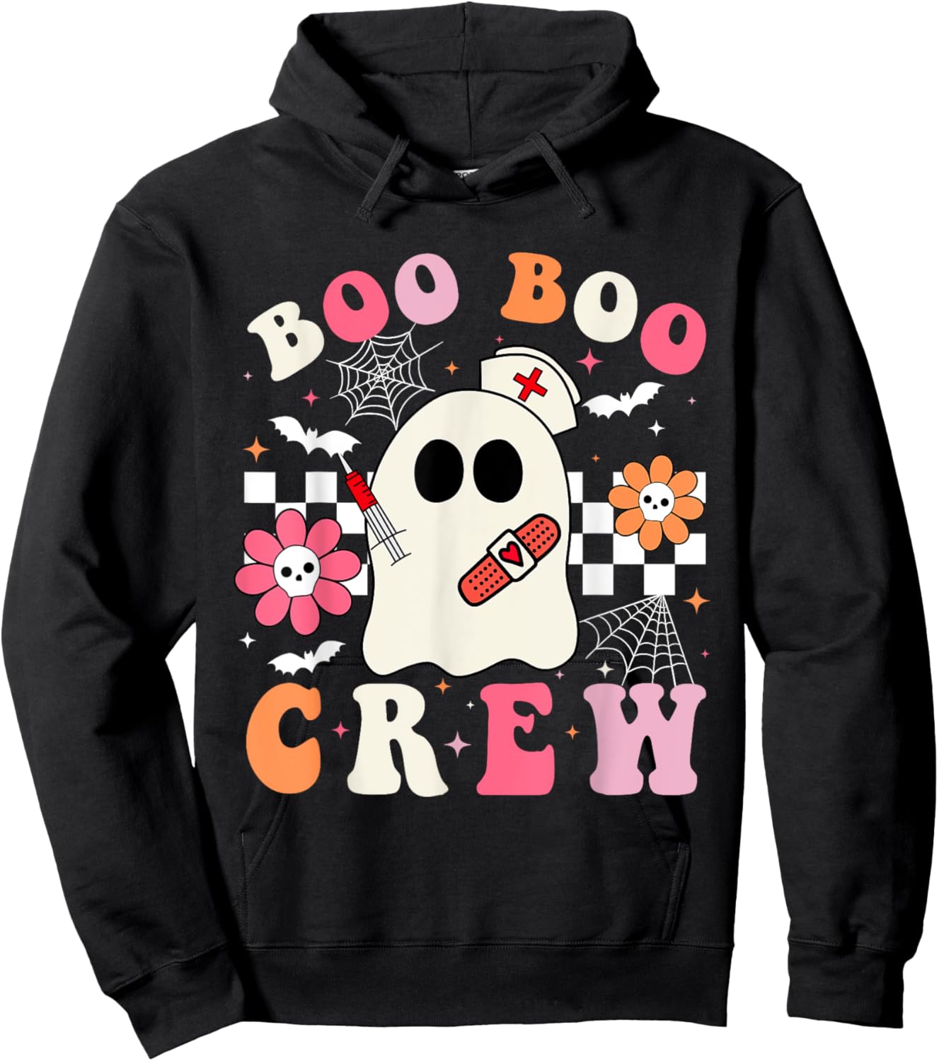 Boo Crew Nurse Halloween Outfits Men Kids Groovy Hoodie - Hoodie | Black