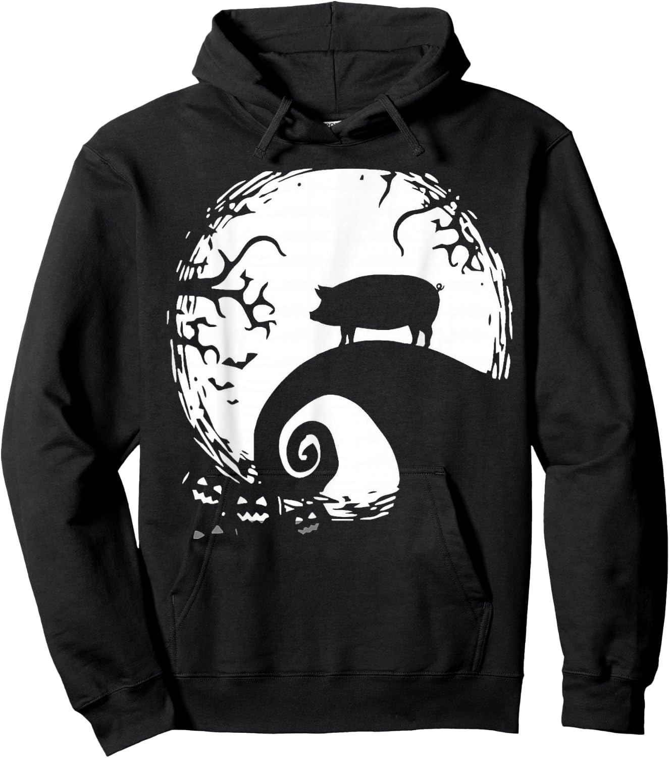 Pig And Moon Halloween Hoodie - Hoodie | Black