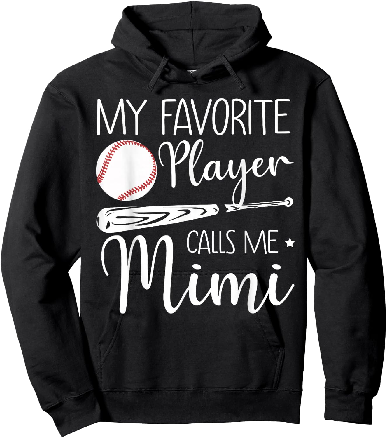 Baseball My Favorite Player Calls Me Mimi Grandma Gift Hoodie - Hoodie | Black