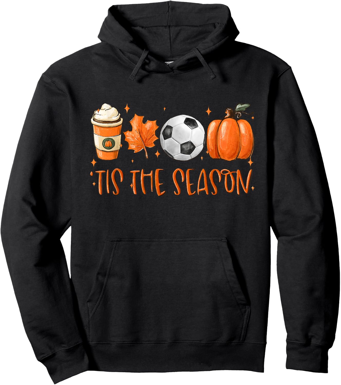 Tis The Season Fall Latte Pumpkin Spice Soccer Thanksgiving Hoodie - Hoodie | Black