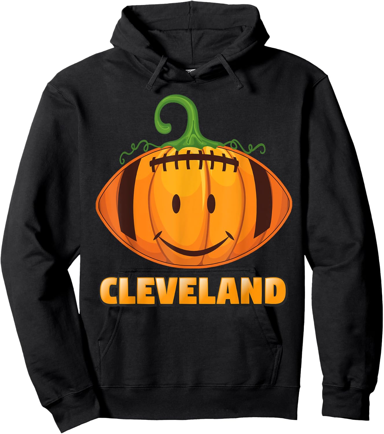 Pumpkin Halloween Costume Cleveland Football Cool Smile Face Hoodie - Hoodie | Black