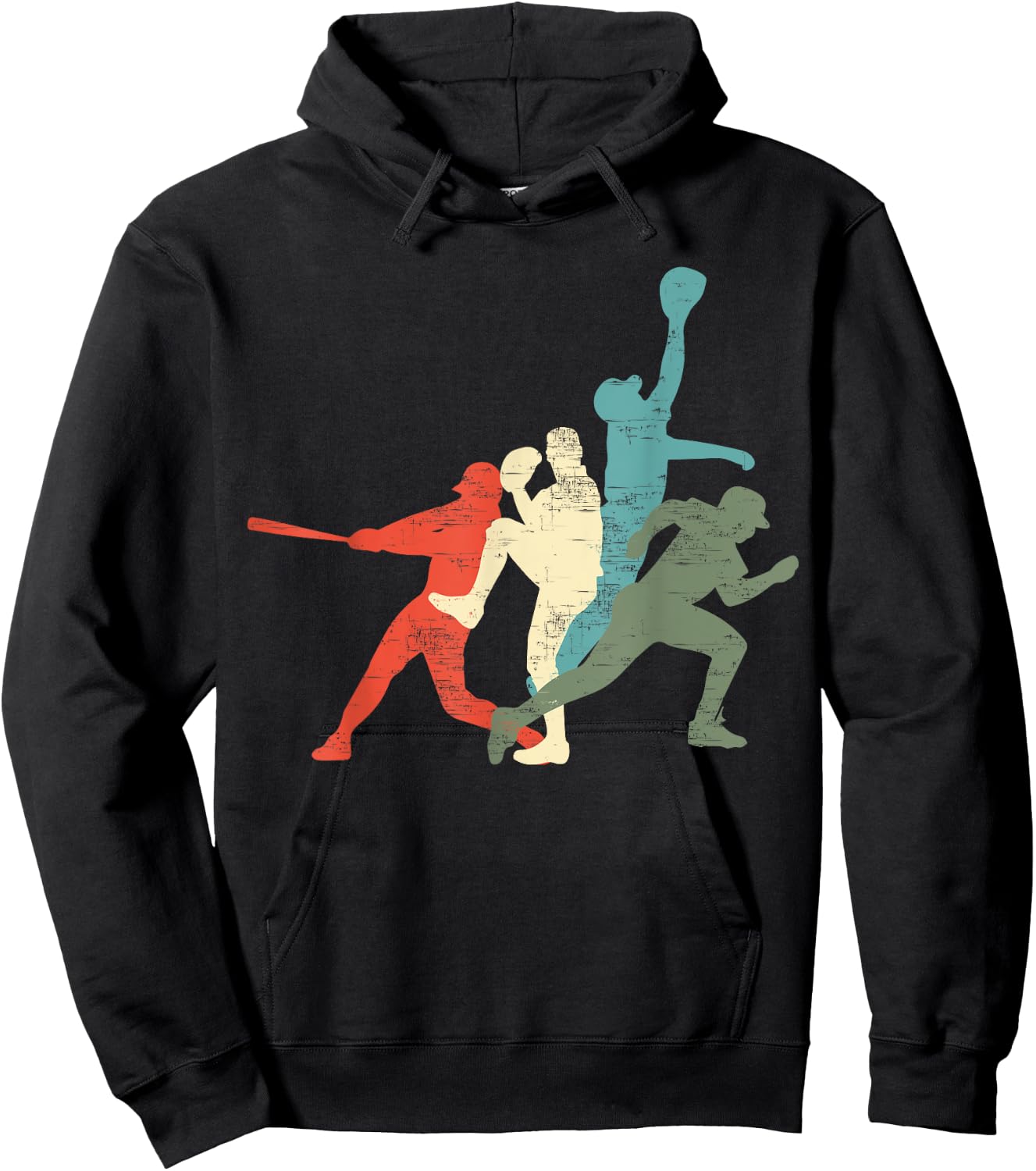 Baseball Vintage | Retro Catcher Pitcher Batter Hoodie - Hoodie | Black