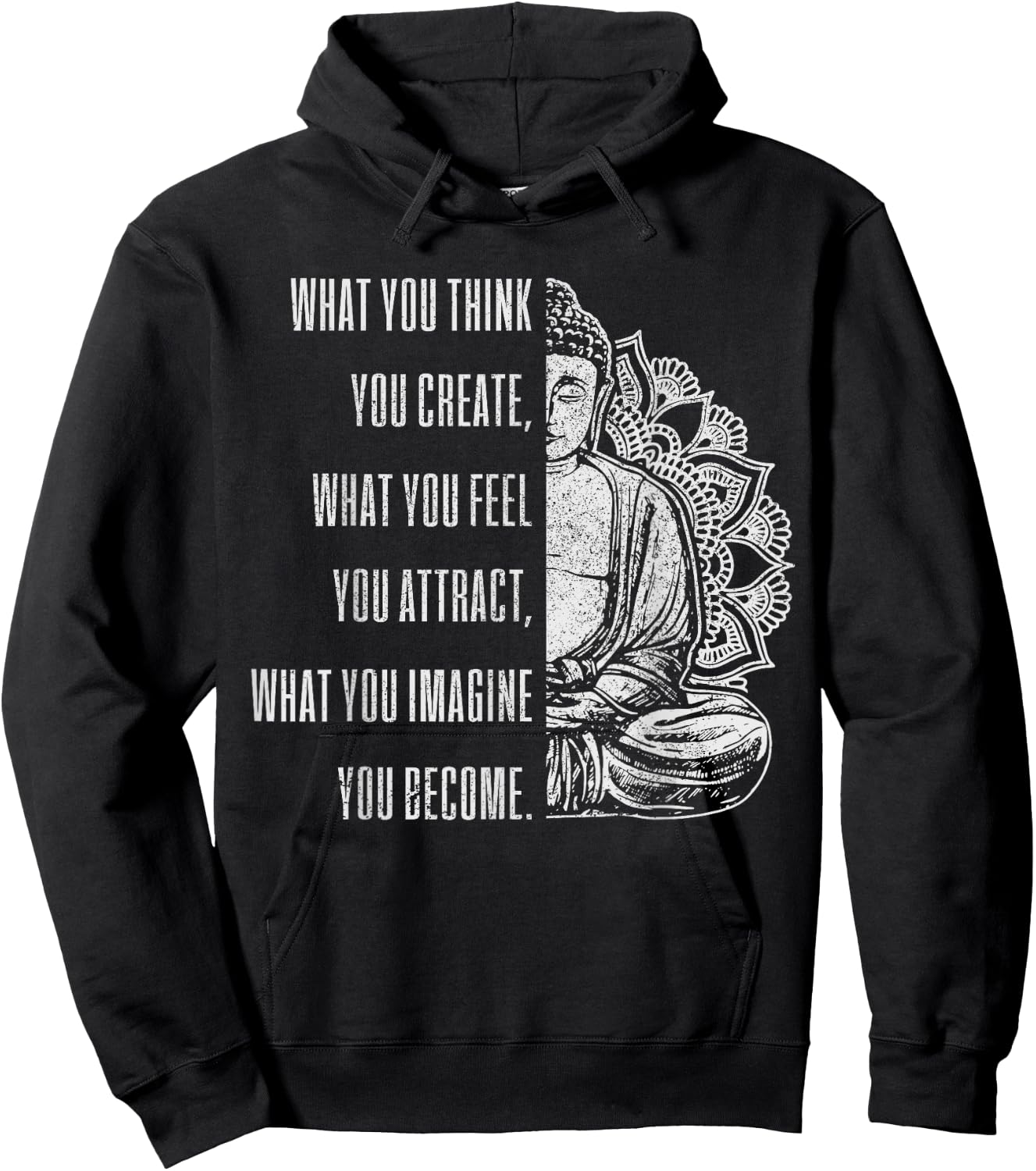 Buddha Spiritual Saying Mandala Buddhism Yoga Gift Hoodie - Hoodie | Black