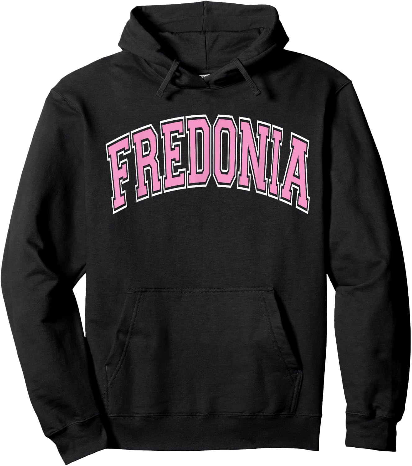 Fredonia Arched Pink Text Hoodie - Hoodie | Black