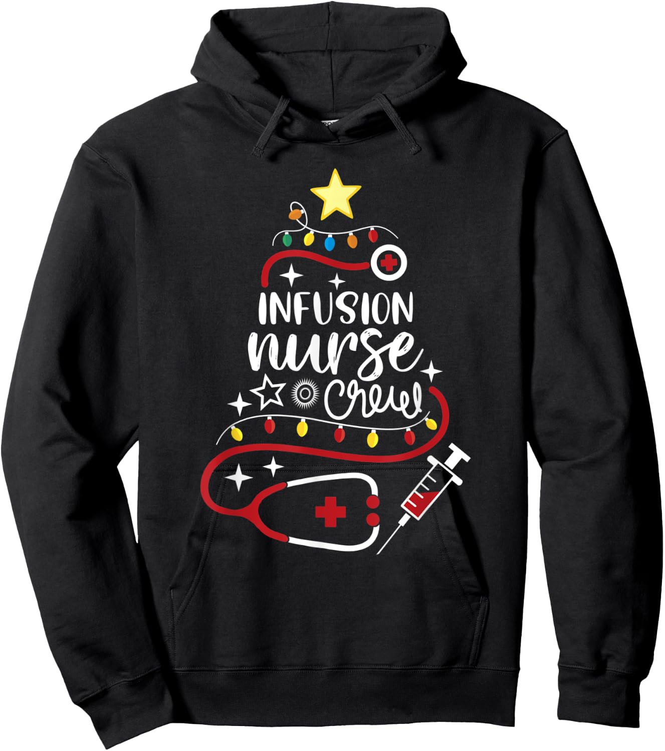 Merry Christmas Chemo Infusion Nursing - Infusion Nurse Crew Hoodie - Hoodie | Black