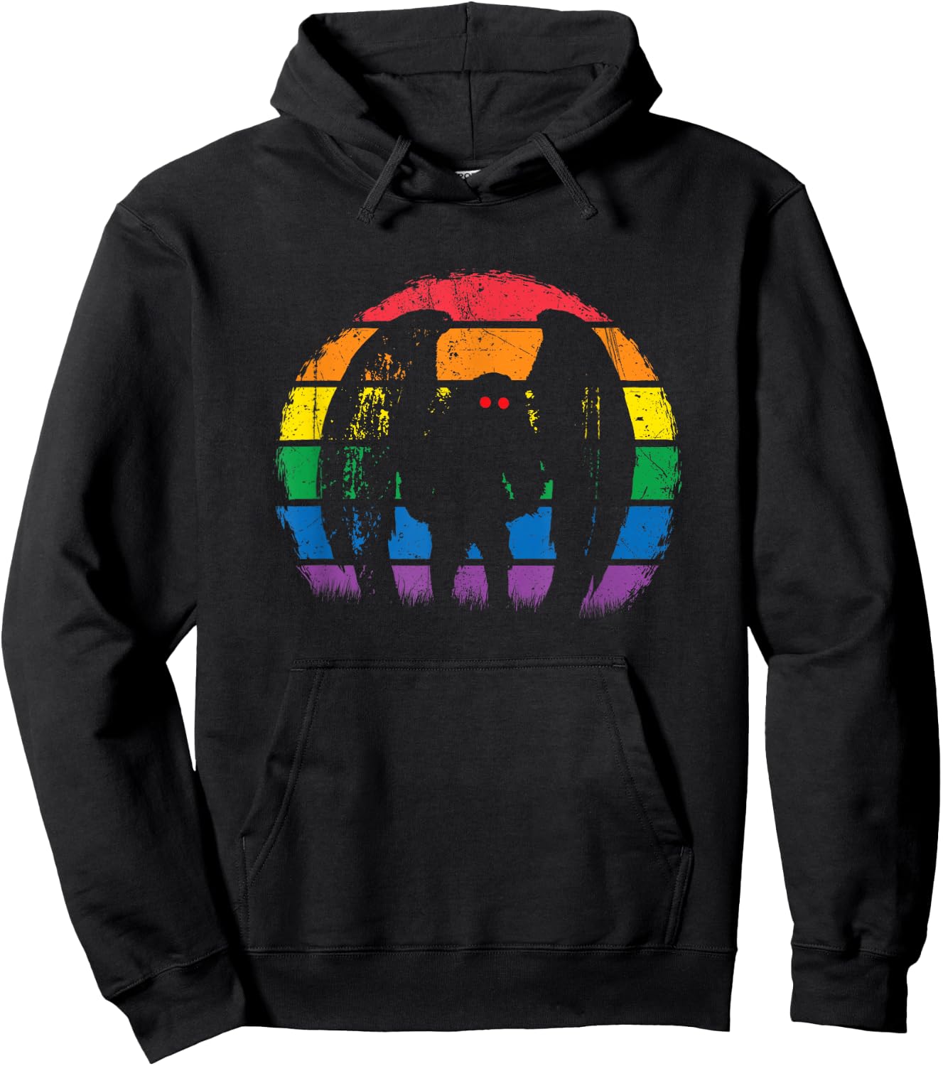 Mothman - Retro Rainbow, Colorful Cryptid Hoodie - Hoodie | Black