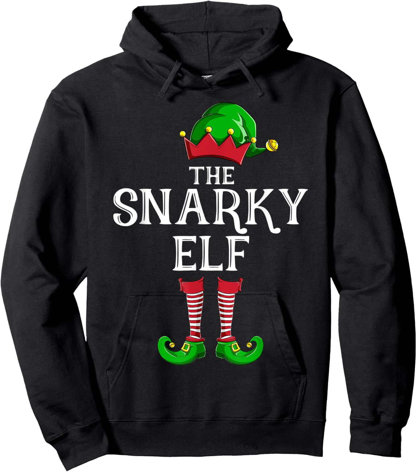 Snarky Elf Matching Family Group Christmas Party Pajama Hoodie - Hoodie | Black