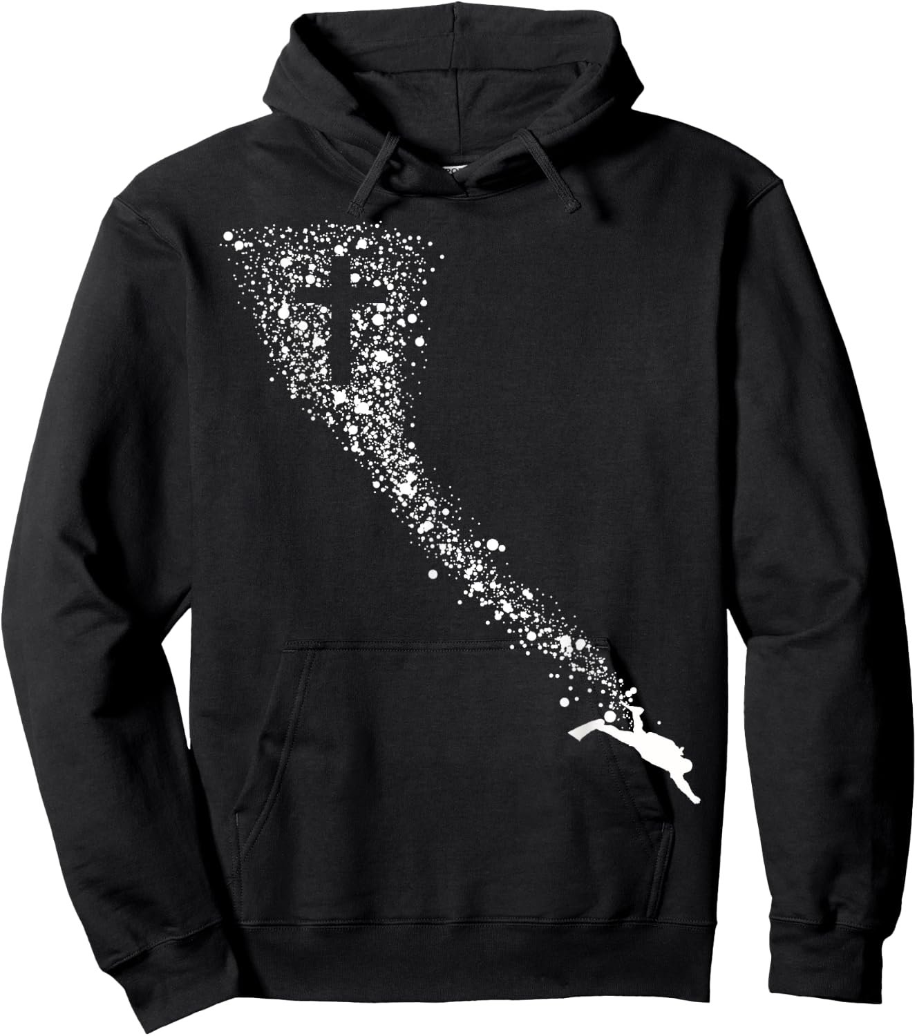 Christian Scuba Diving Jesus Cross Dive Flag Faith Diver Art Hoodie - Hoodie | Black