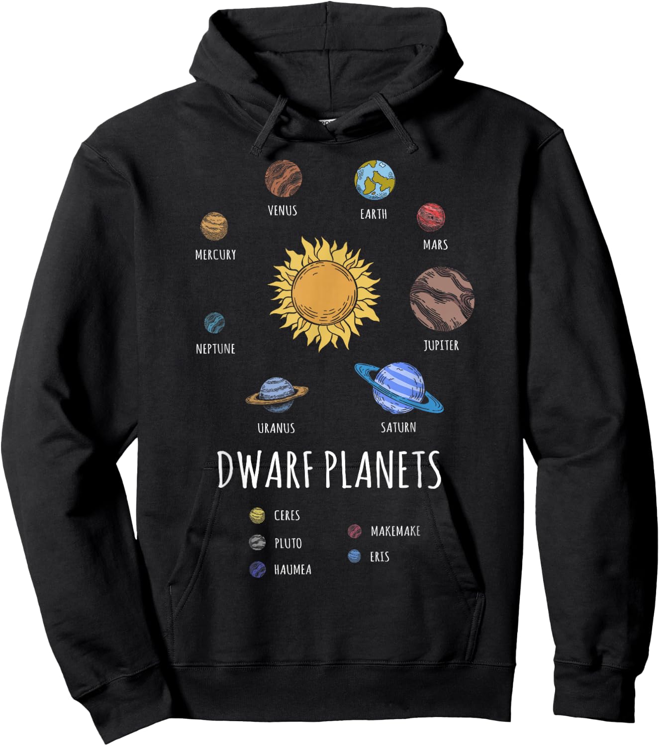 Solar System Dwarf Planets Outer Space Astronaut Hoodie - Hoodie | Black