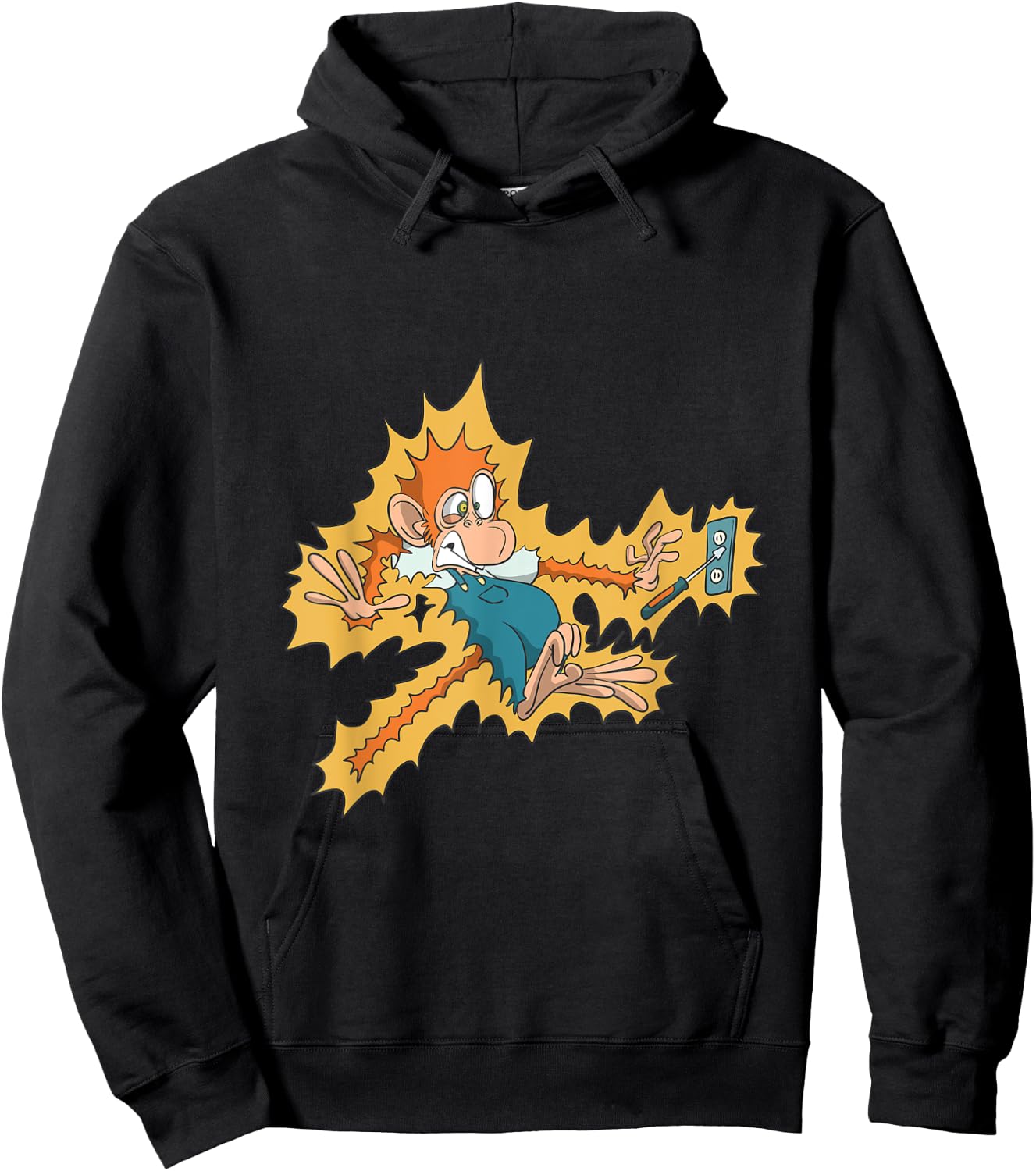 Monkey Electrician Getting Electric Shock Hoodie - Hoodie | Black