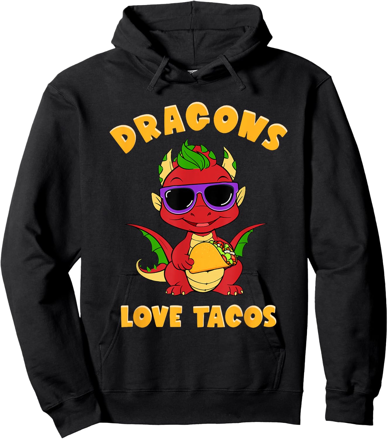 Dragons Love Tacos Costume Mexican Taco Dragon Kids Mexico Hoodie - Hoodie | Black