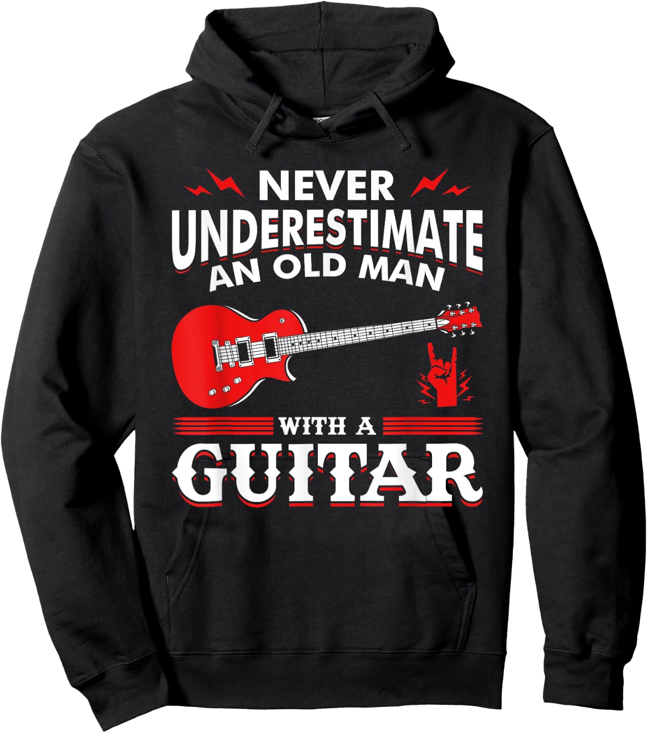 Never Underestimate An Old Man With A Guitar Guitar Hoodie - Hoodie | Black