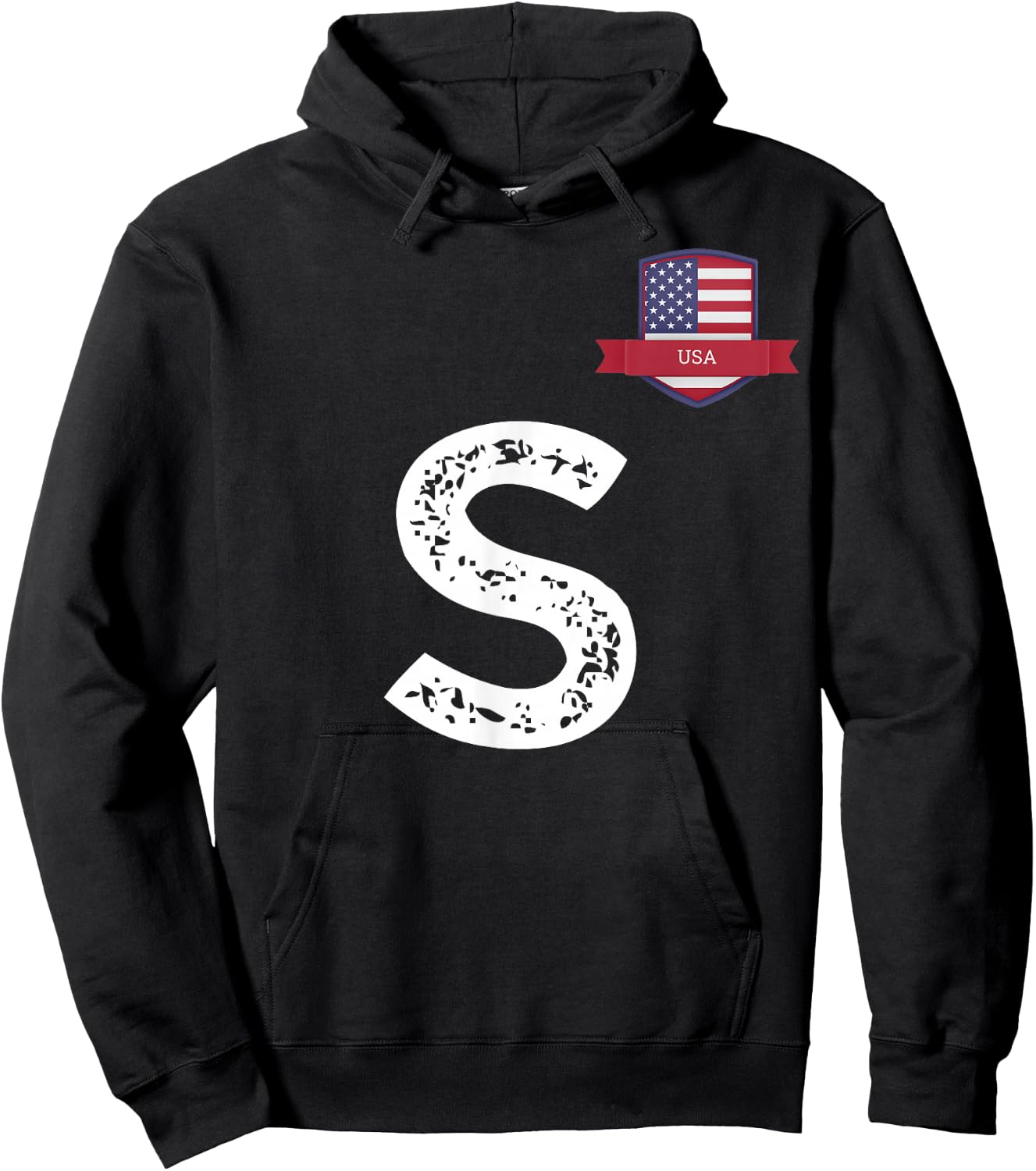 USA Flag Letter S American USA Hoodie - Hoodie | Black