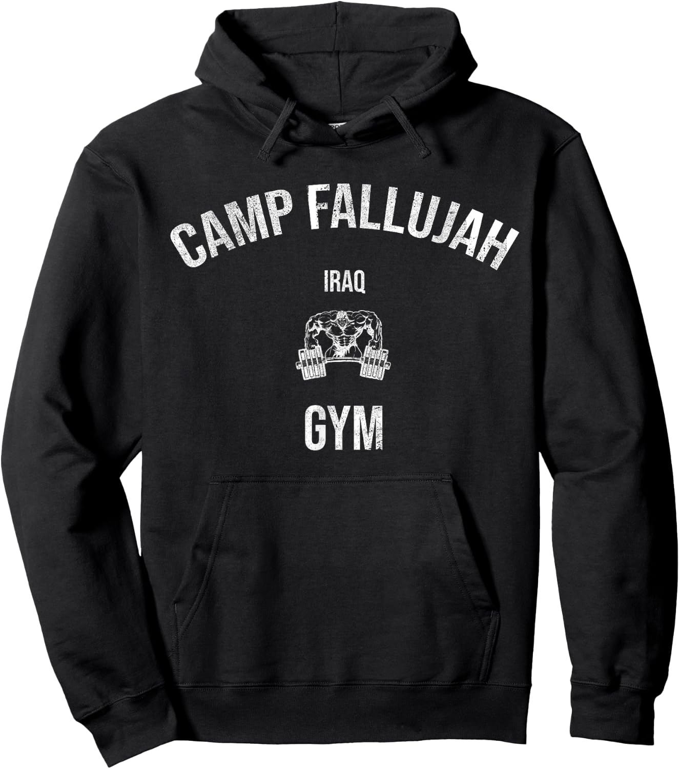 Camp Fallujah Iraq Gym Veteran OIF Hoodie - Hoodie | Black