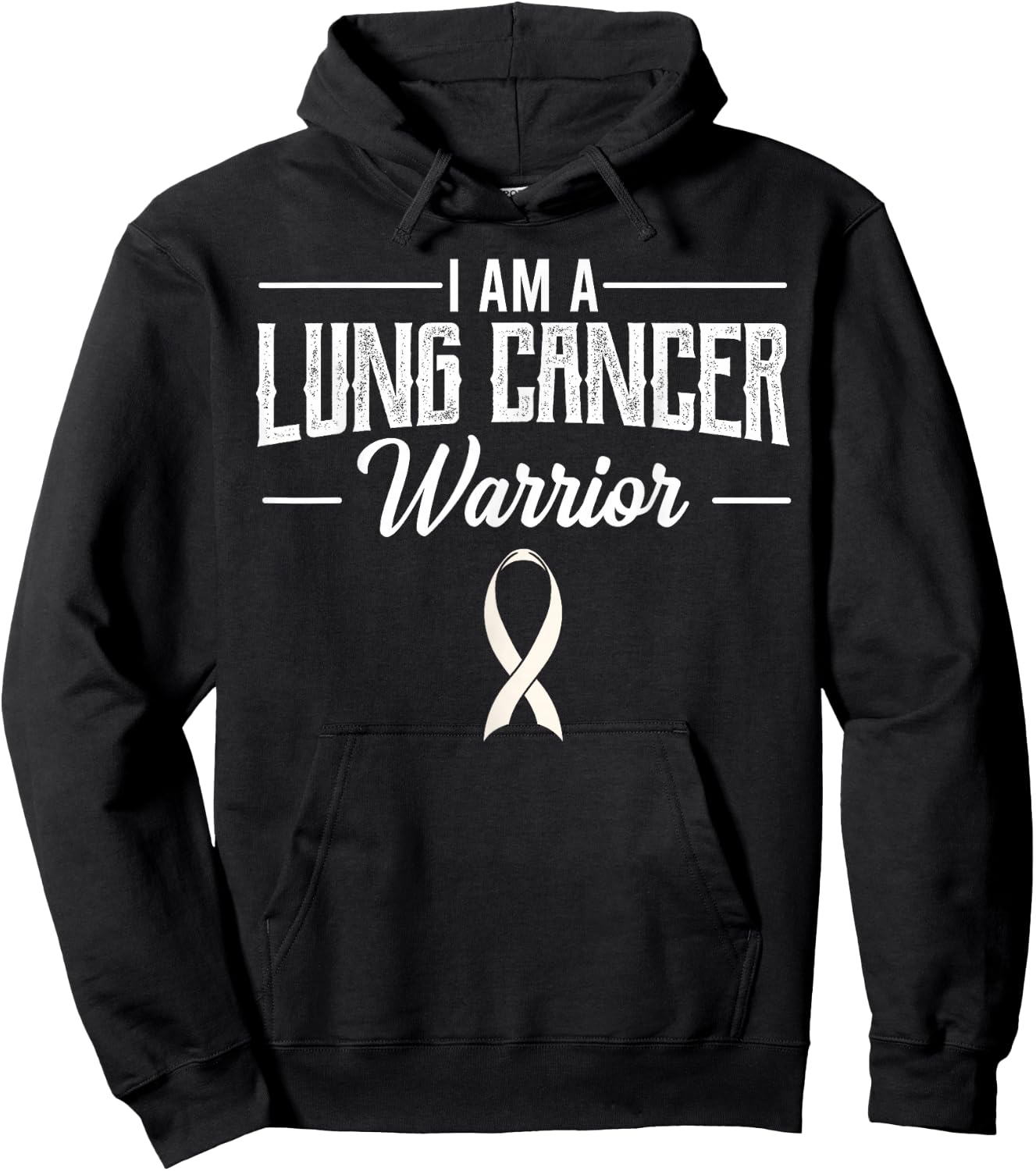 I Am A Lung Cancer Warrior White Awareness Ribbon Gift Hoodie - Hoodie | Black