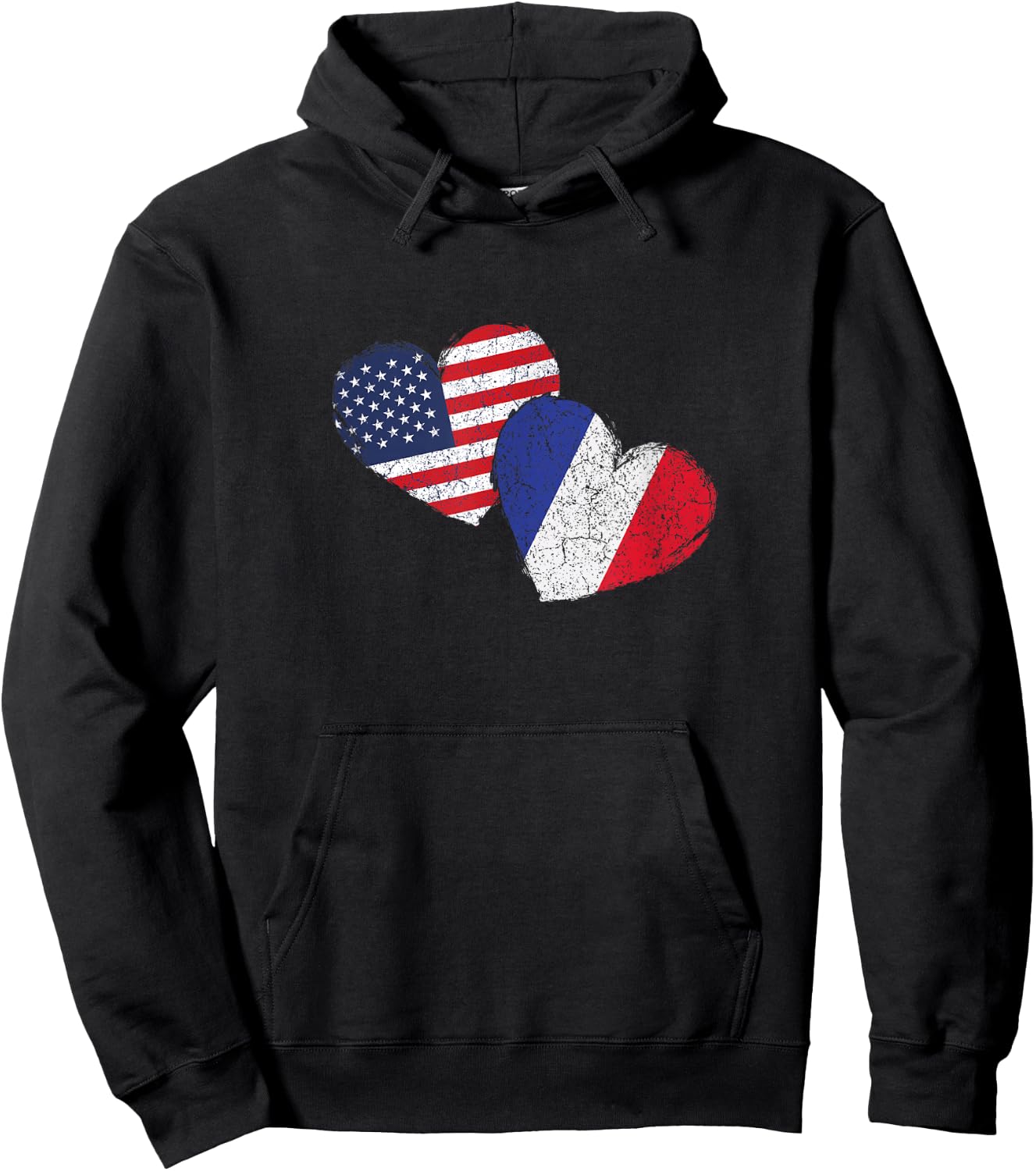 USA France Heart Country Flag American French Hoodie - Hoodie | Black