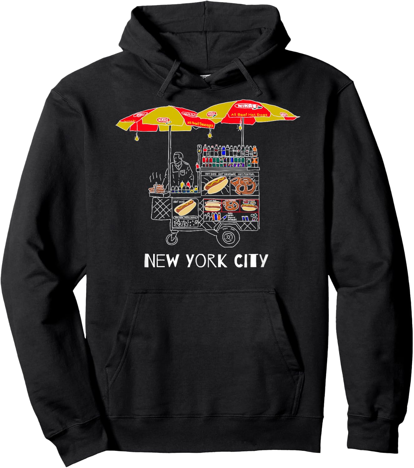 New York City Hot Dog and Pretzel Street Vendor for NYC Fan Hoodie - Hoodie | Black