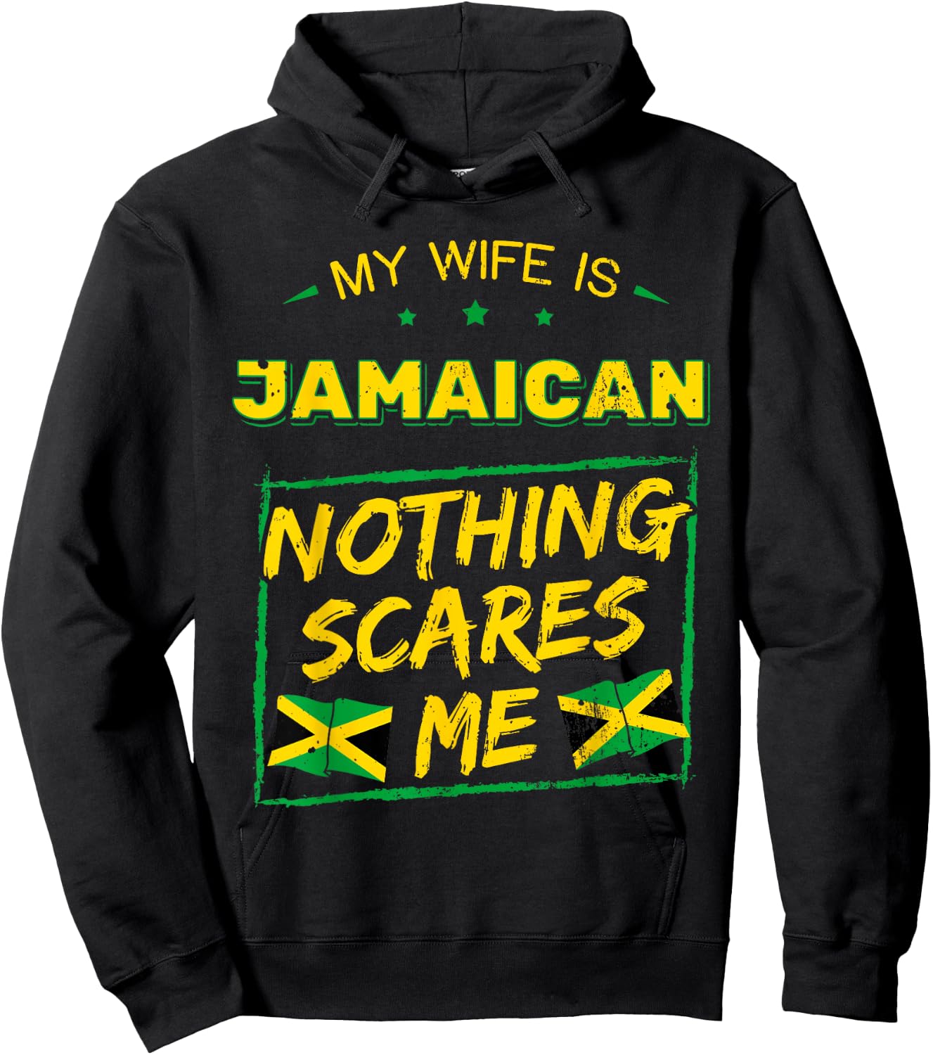 My Wife Is Jamaican Jamaica Heritage Proud Roots Flag Pride Hoodie - Hoodie | Black