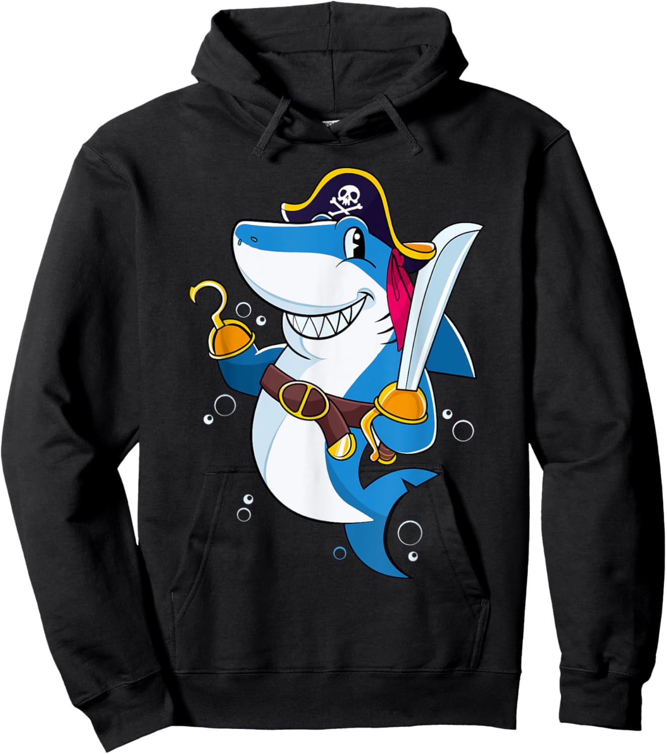 Pirate Shark Captain Kids Boys Toddlers Birthday Party Hoodie - Hoodie | Black