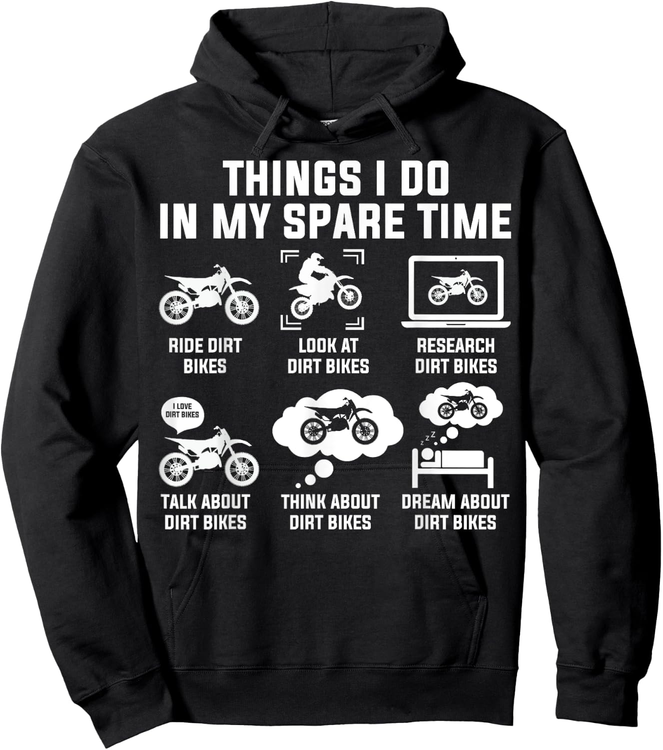 Things I Do In My Spare Time Ride Dirt Bikes Funny Motocross Hoodie - Hoodie | Black