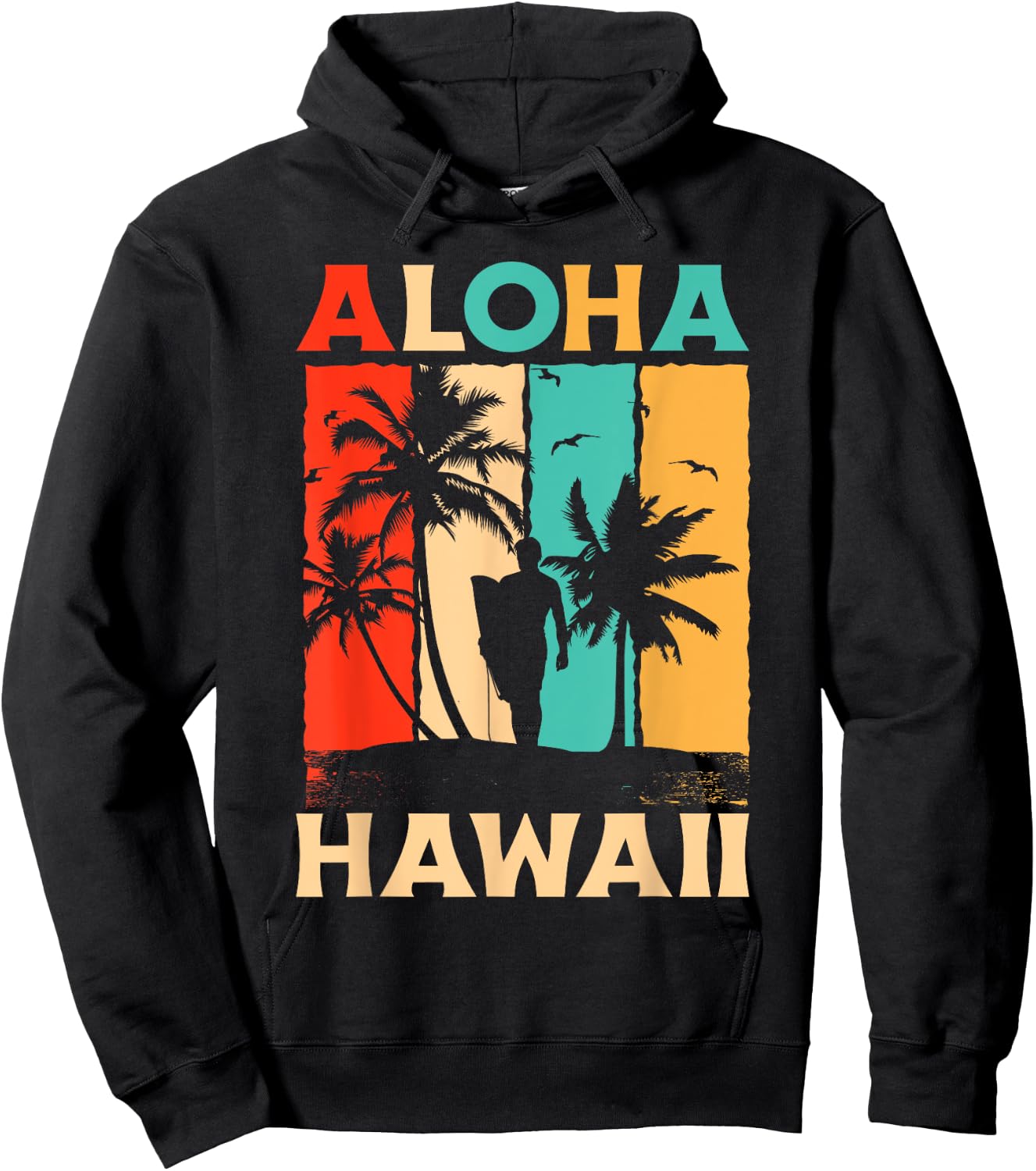 Aloha Hawaii State Hawaiian Island Retro Vintage Hoodie - Hoodie | Black