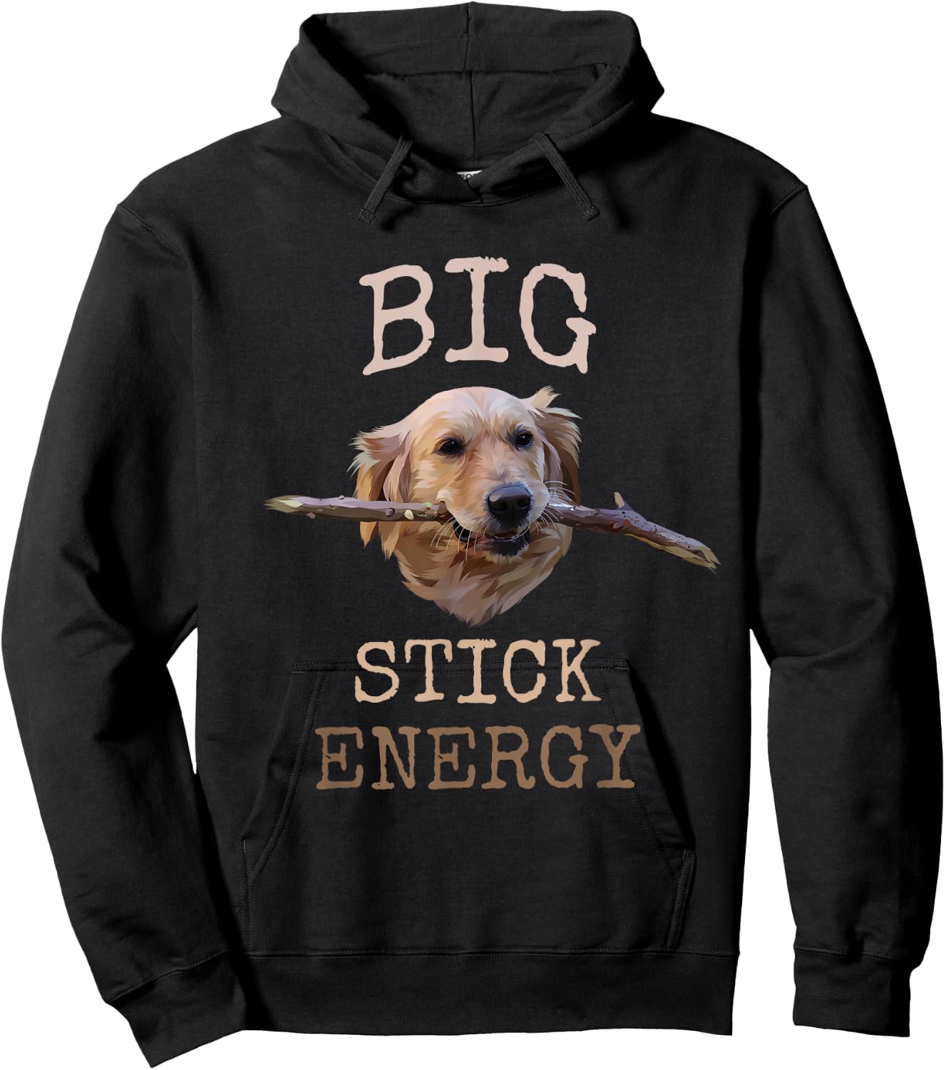 Big Stick Energy - Funny Golden Retriever Owner Gift Hoodie - Hoodie | Black