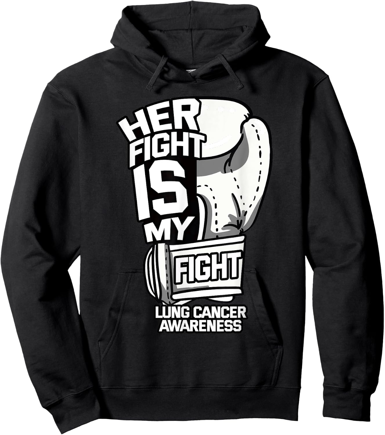 Her Fight Is My Fight Lung Cancer Awareness Ribbon Carcinoma Hoodie - Hoodie | Black