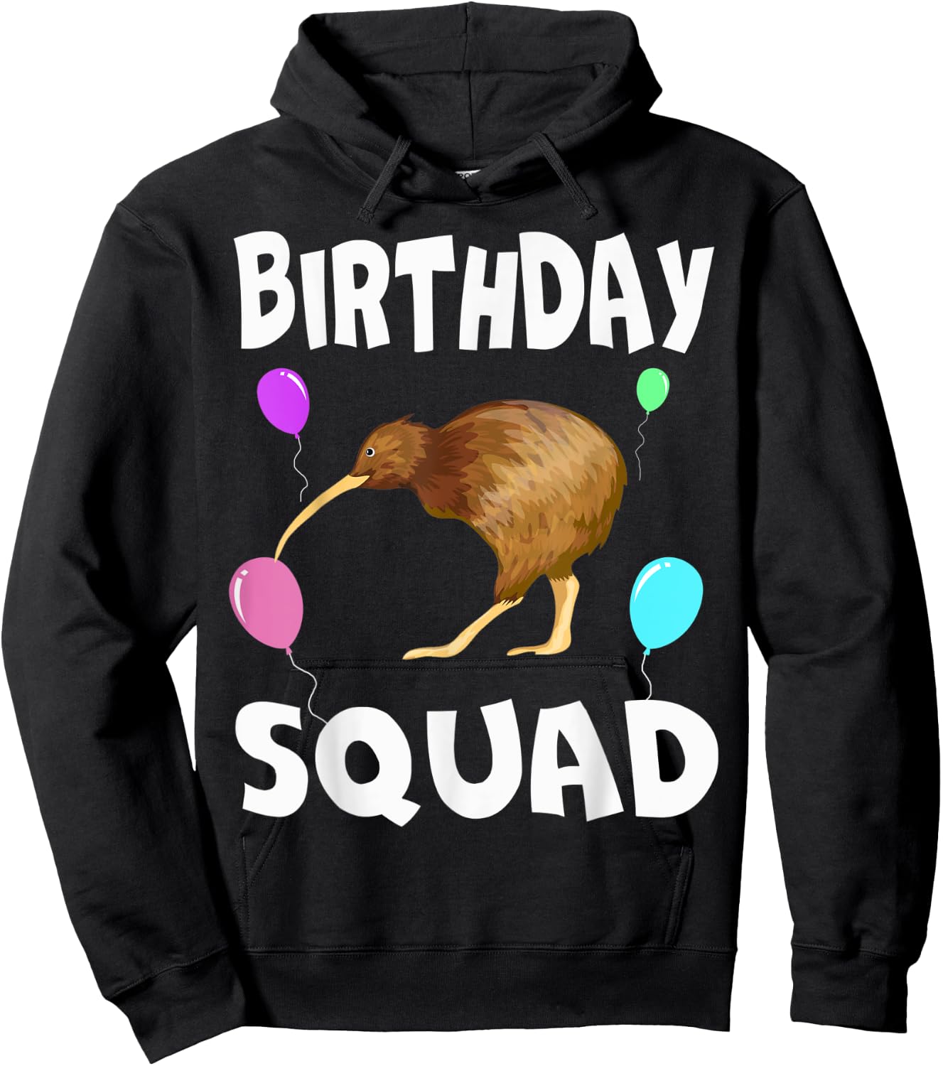 Birthday Squad Cute Kiwi bird Bday Team Men Women Kids Hoodie - Hoodie | Black