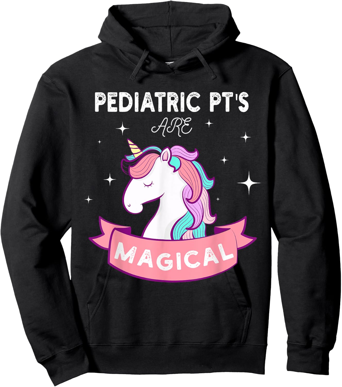 Unicorn Pediatric Rainbow PT , Physical Therapy Therapist Hoodie - Hoodie | Black