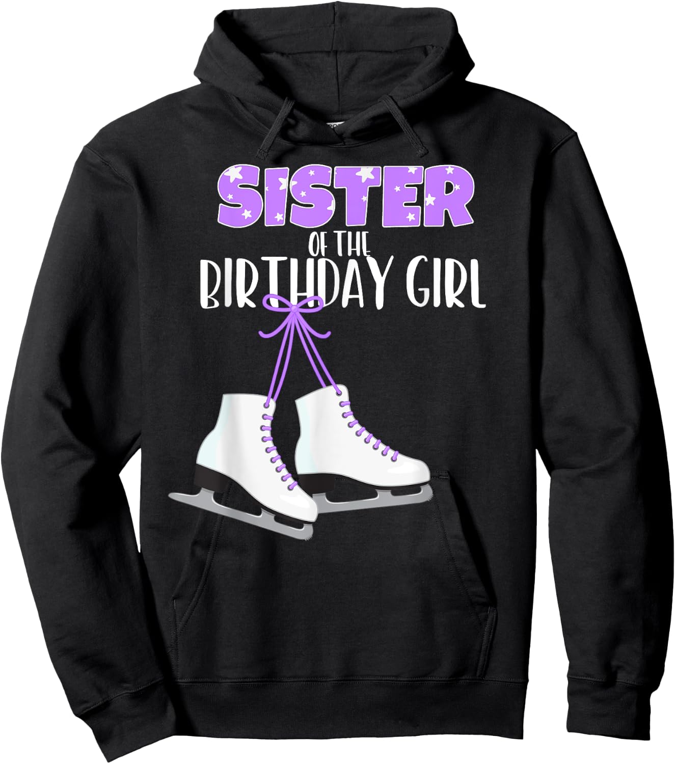 Ice Skating Sister of the Birthday Girl Ice Skate Party Hoodie - Hoodie | Black