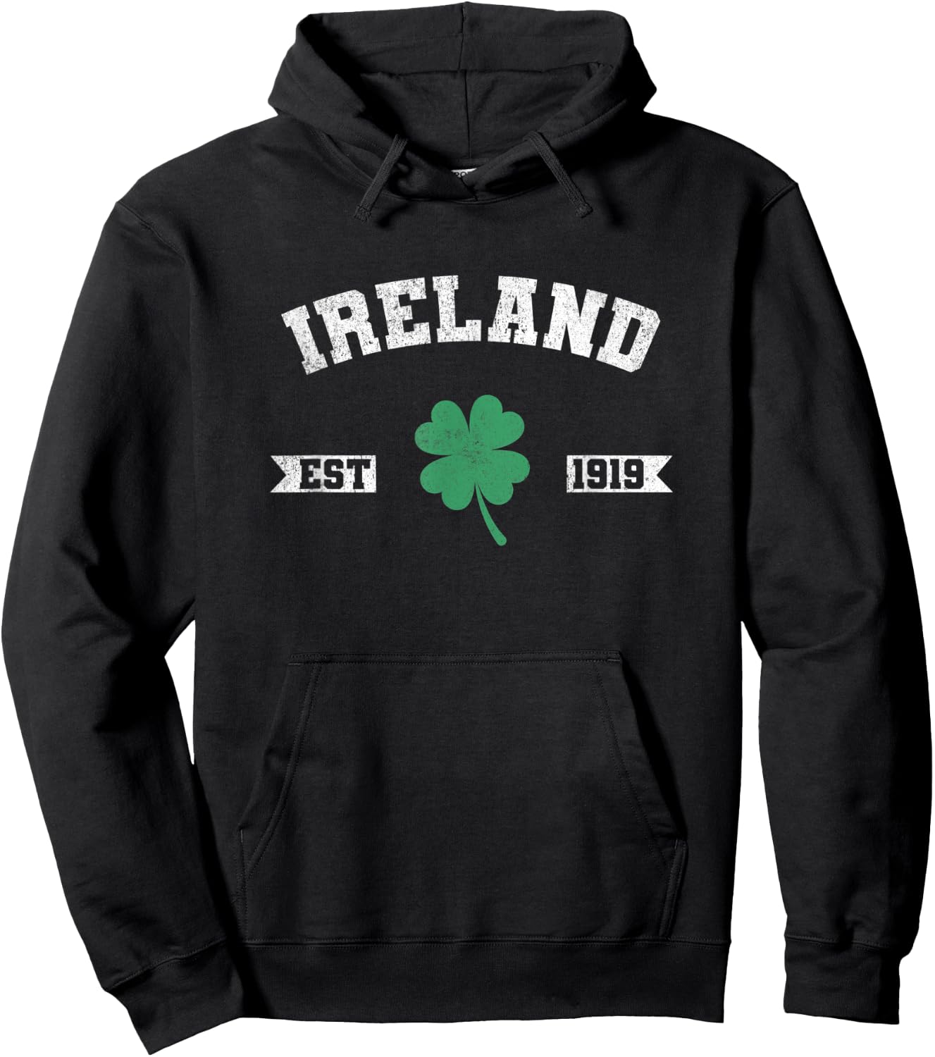 Ireland Est. 1919 Shamrock Irish Lucky Hoodie - Hoodie | Black