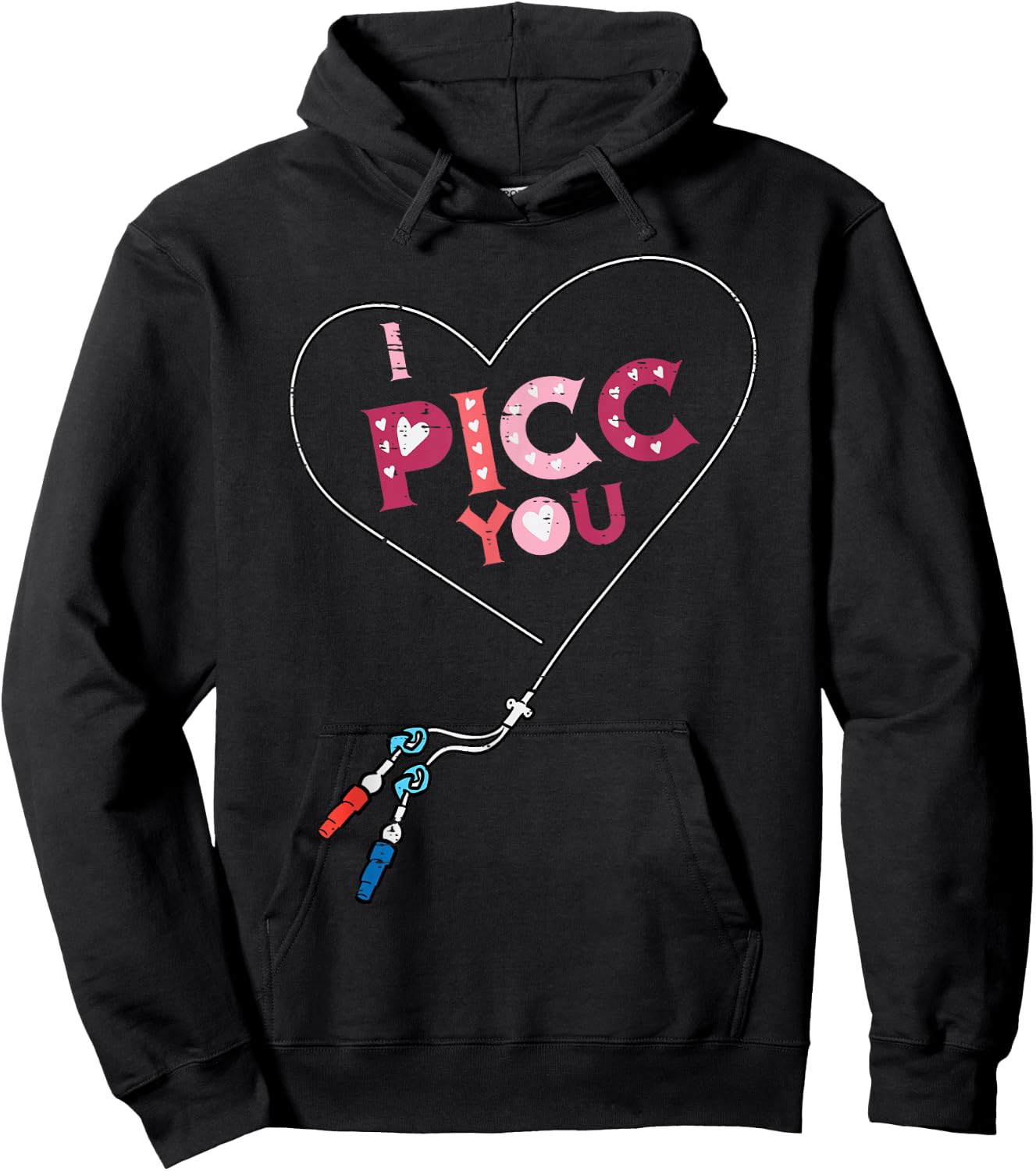 Valentine Day Nurse Picc You Vascular Access Scrub Top Women Hoodie - Hoodie | Black