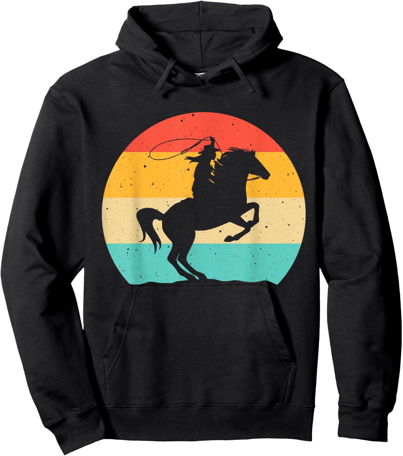 Funny Retro Western Cowgirl Gift Girl Horse Riding Women Hoodie - Hoodie | Black