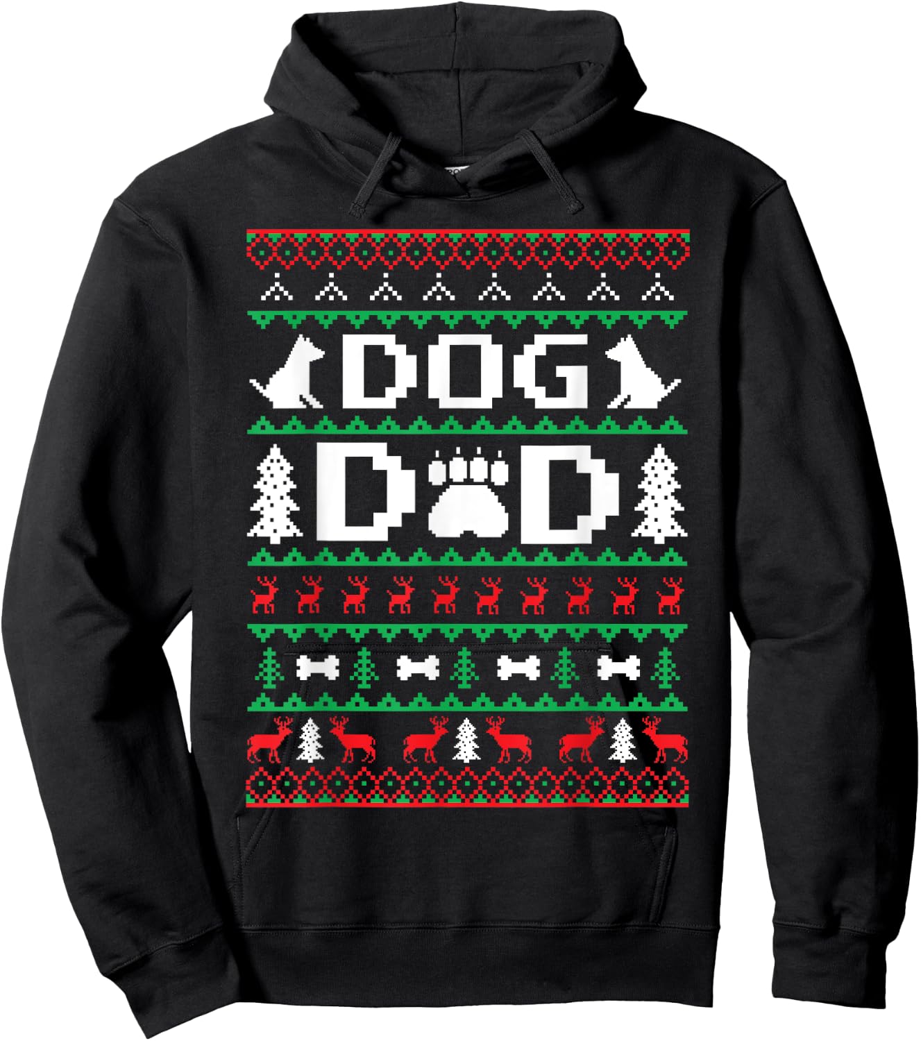 Christmas Dog Dad Shirt Ugly Hoodie - Hoodie | Black