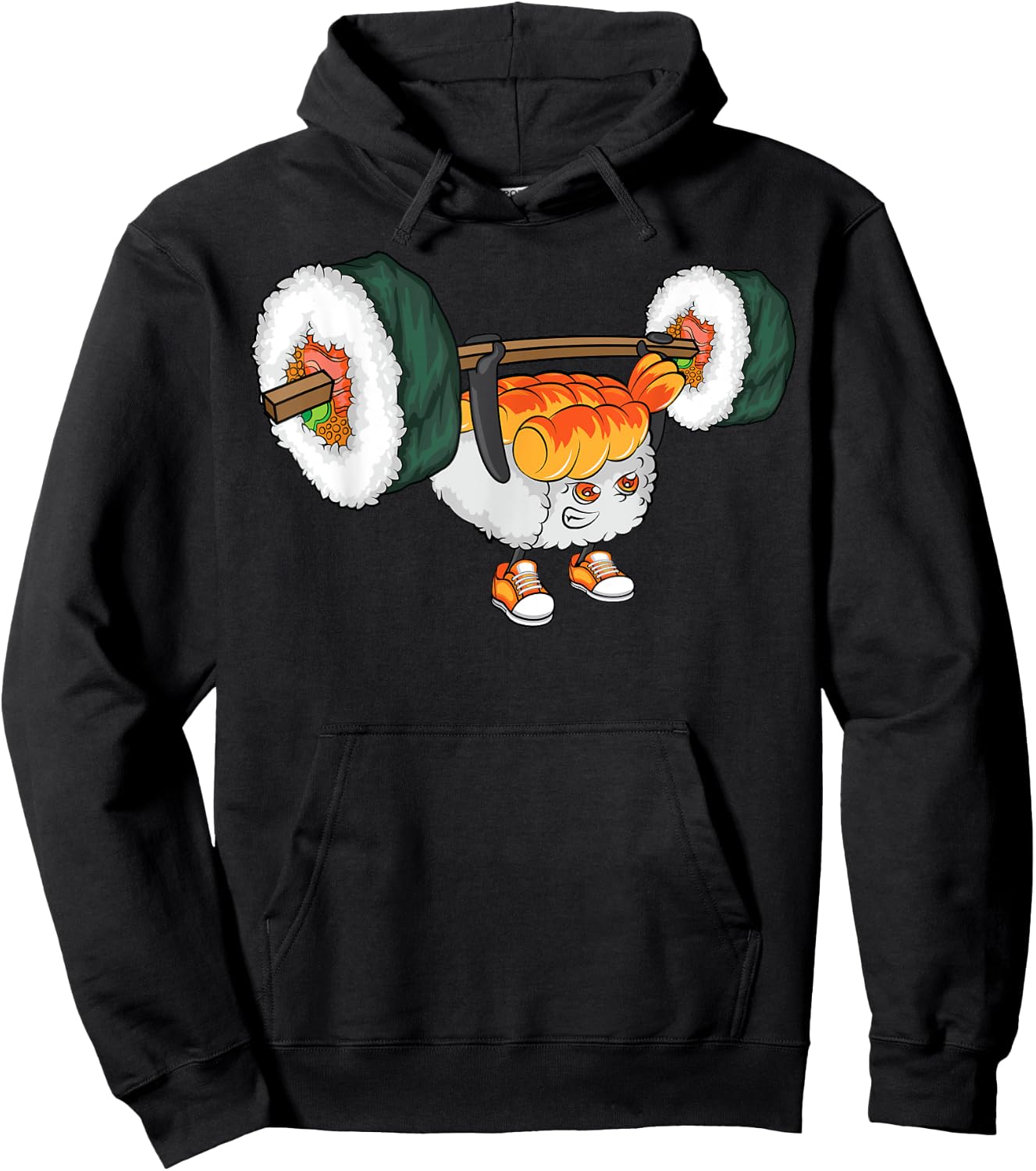 Funny Sushi Weight Lifting Japanese Food Gym Gift Hoodie - Hoodie | Black