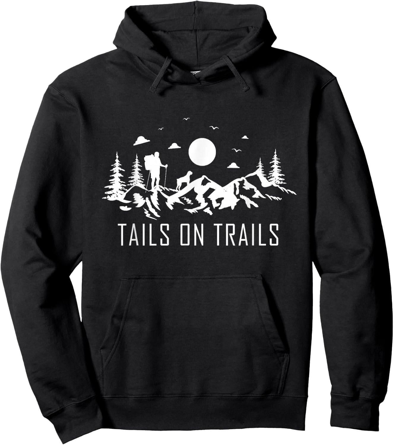 Tails on trails for a Hiking Fan and Dog Lover Hike Mountain Hoodie - Hoodie | Black