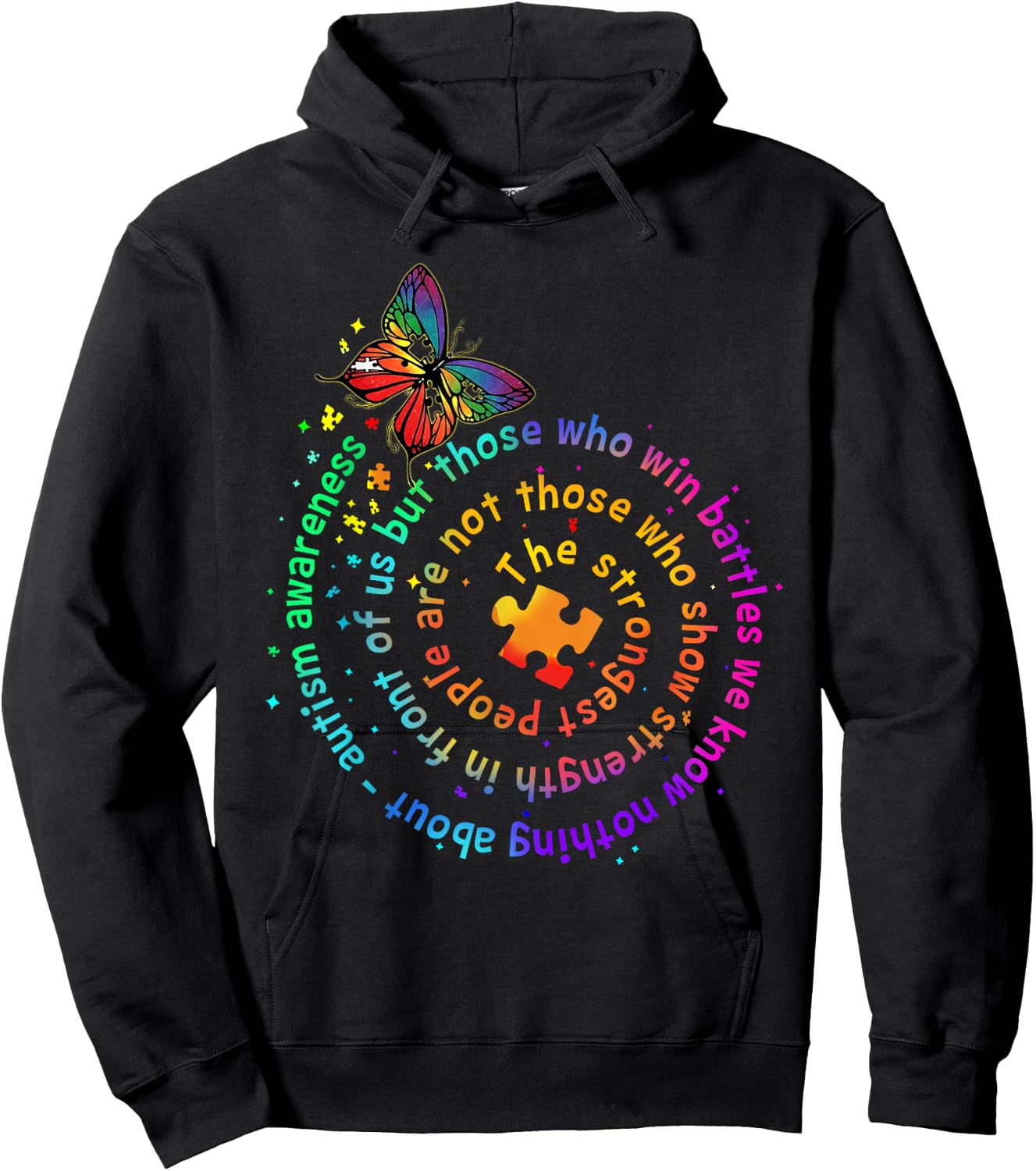 The Strongest People Butterfly Autism Awareness Hoodie - Hoodie | Black
