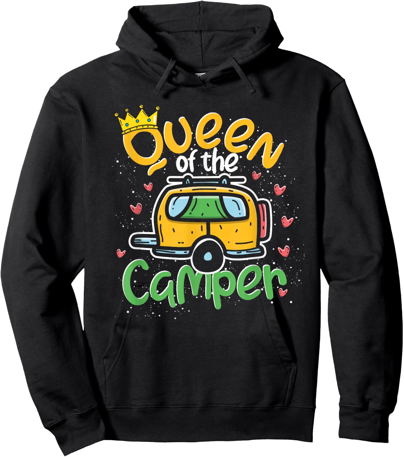 Outdoor Camping Caravan Queen Camper Motorhome Camping Hoodie - Hoodie | Black