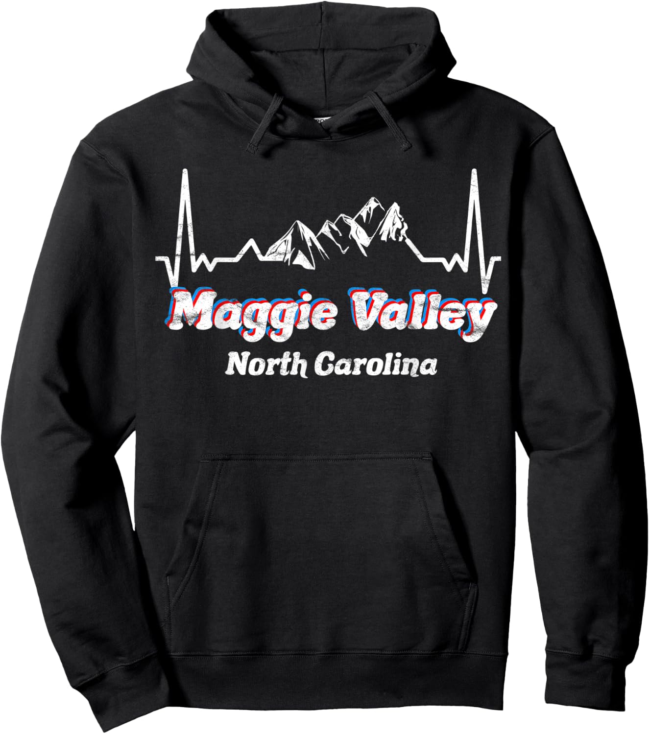 Maggie Valley, North Carolina Blue Ridge Mountains Retro Hoodie - Hoodie | Black