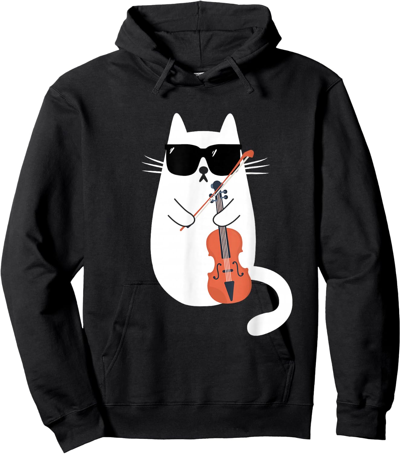 Funny Cat Wearing Sunglasses Playing Violin Viola Musician Hoodie - Hoodie | Black