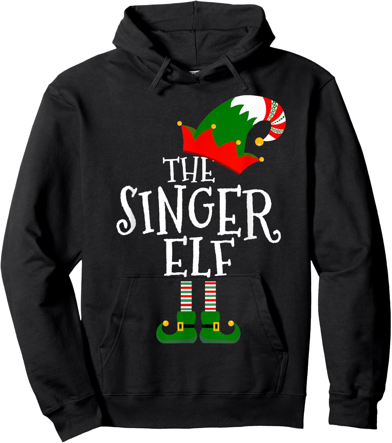 Funny The Singer Elf Matching Family Group Gift Christmas Hoodie - Hoodie | Black