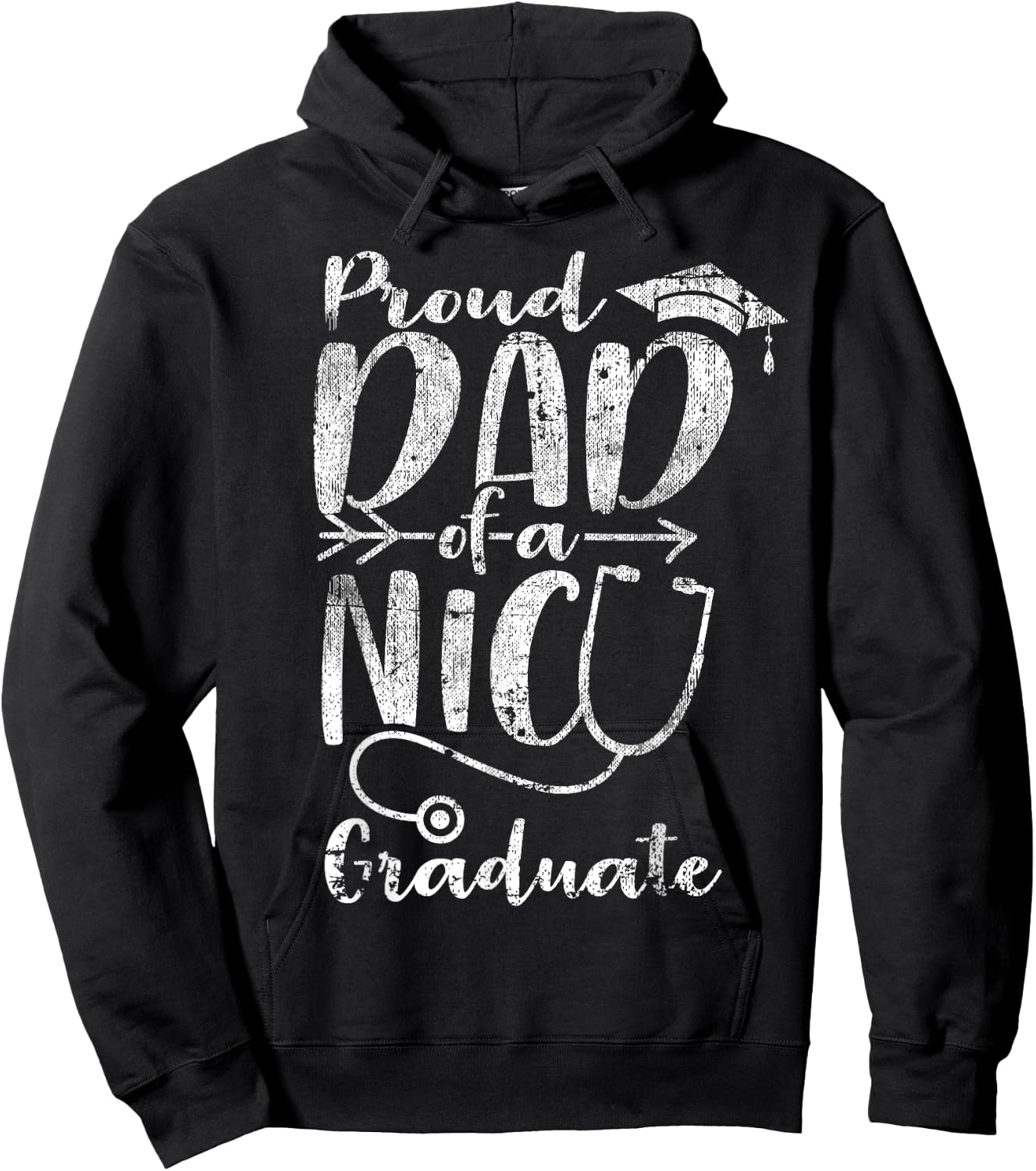 Proud Dad NICU Graduate Funny Newborn Nurse Gift Hoodie - Hoodie | Black