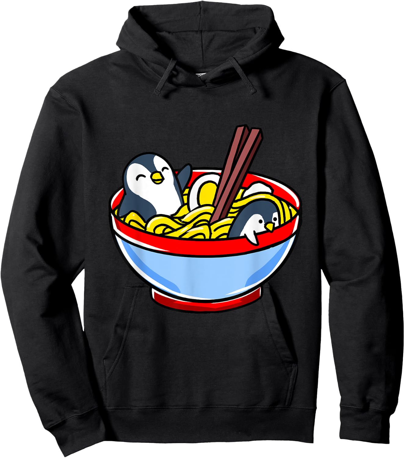 Kawaii Penguin Ramen Noodle Hoodie - Hoodie | Black
