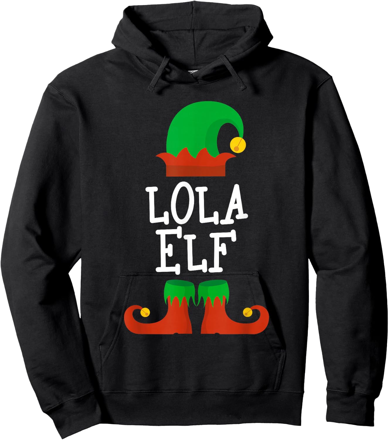 Family I'm The Lola Elf Christmas Pajama Matching Funny Hoodie - Hoodie | Black