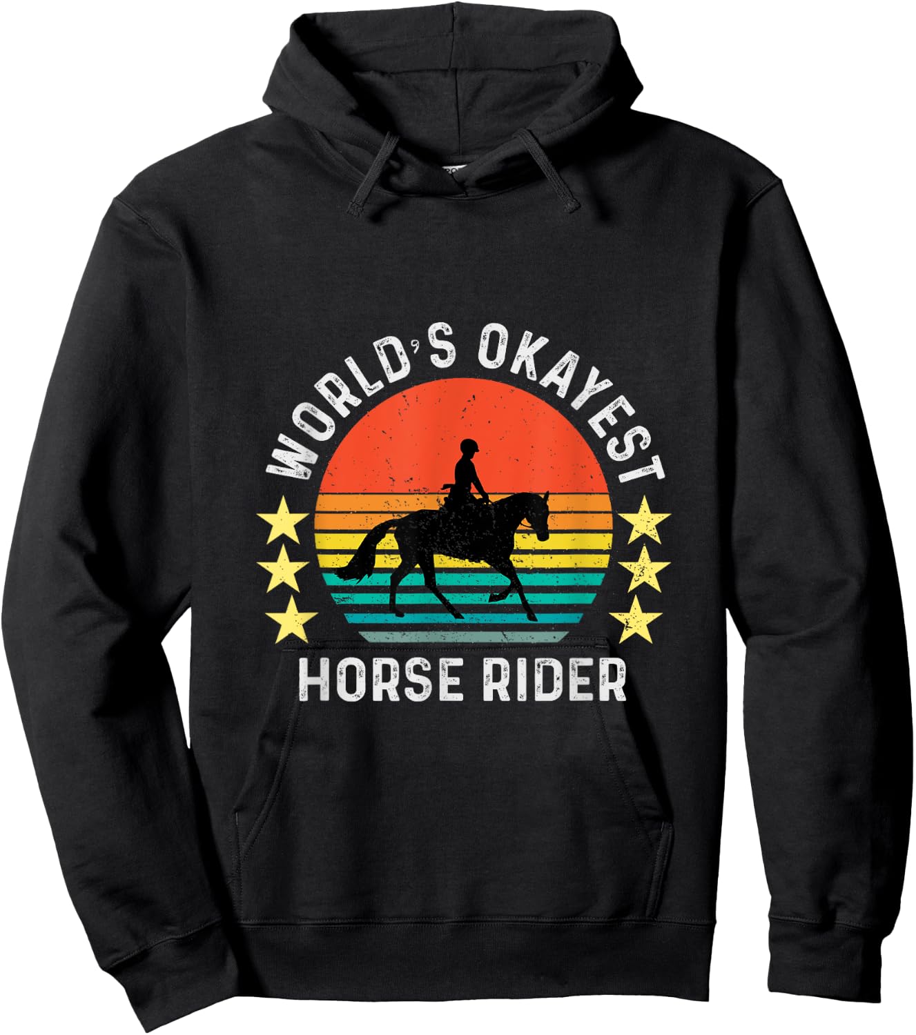 World's Okayest Horse Rider Vintage Retro Hoodie - Hoodie | Black
